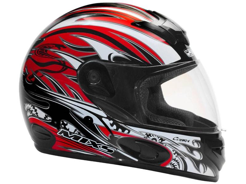 Capacete MX Cobra Plus Mixs Preto com Vermelho Tamanho 60